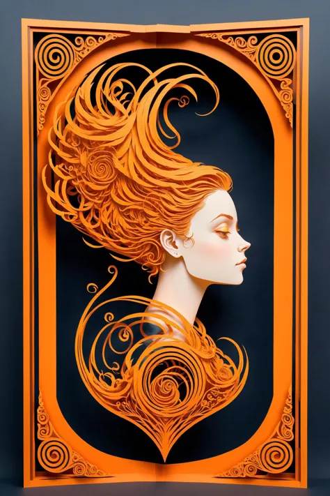 glowing orange wireframe papercut of a woman in the style of aaron horkey <lora:papercut:1>, (masterpiece:1.2), best quality, (h...