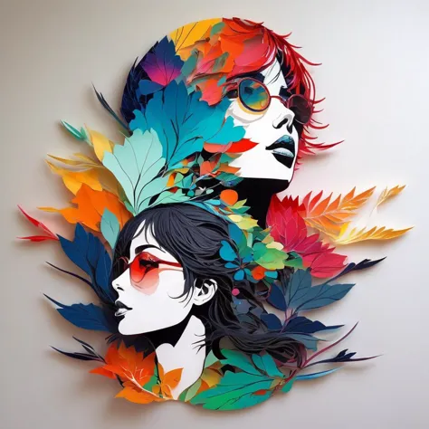 papercut, Conrad Roset, breathtaking artwork Epic wide angle illustration of Matrix made out of (opalescent irradiance:1.25) and colorful energy, vibrant, highly detailed,  <lora:papercut:0.8> papercut