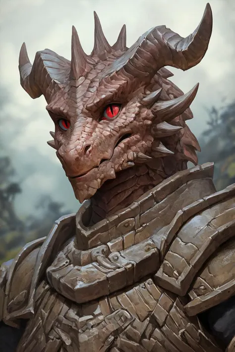 a close up of a dragon with red eyes and a helmet