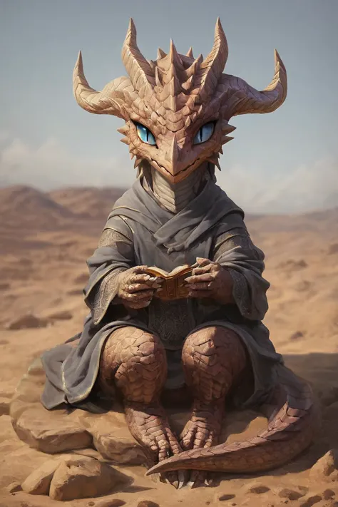 a close up of a person sitting on a rock with a dragon head