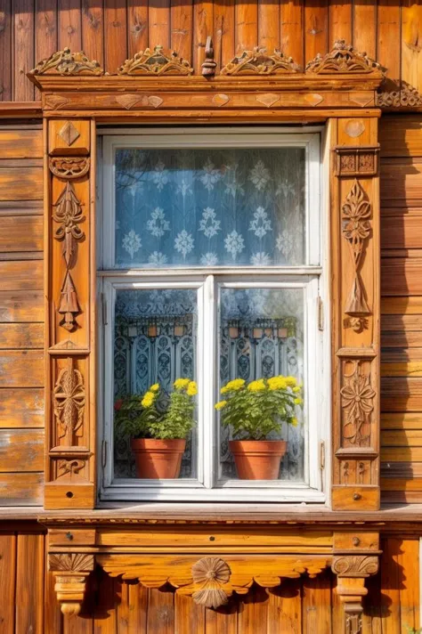 a close up of a window with a potted plant on a ledge