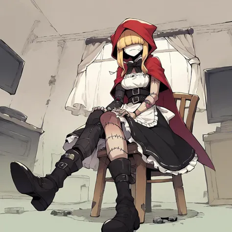 anime girl sitting on a chair in a room with a tv