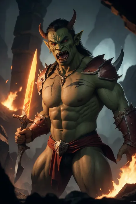 To generate an image of a demonic orc warrior, you could use the following prompts:, 
, (orc:1.5), (demonic:1.5), (warrior:1.5),...