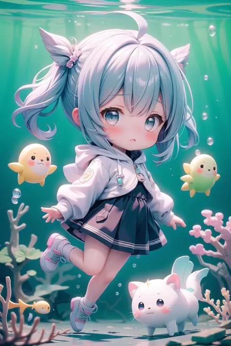 (masterpiece),  1girl,  chibi,  underwater