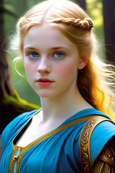 beautiful young teenager girls 17 years,  beautiful face, blonde hair , (ligth skin) ((nordic race)) , light blue eye, fitness body, forest river, stunning, highly detailed, 8k, ornate, intricate, cinematic, dehazed, atmospheric, (oil painting:0.75), (splash art:0.75),(teal:0.2),(orange:0.2), (by John William Waterhouse:0.45), (by William_Zorach:0.1),(by William Bouguereau:0.45),(acrylic paint:0.75)