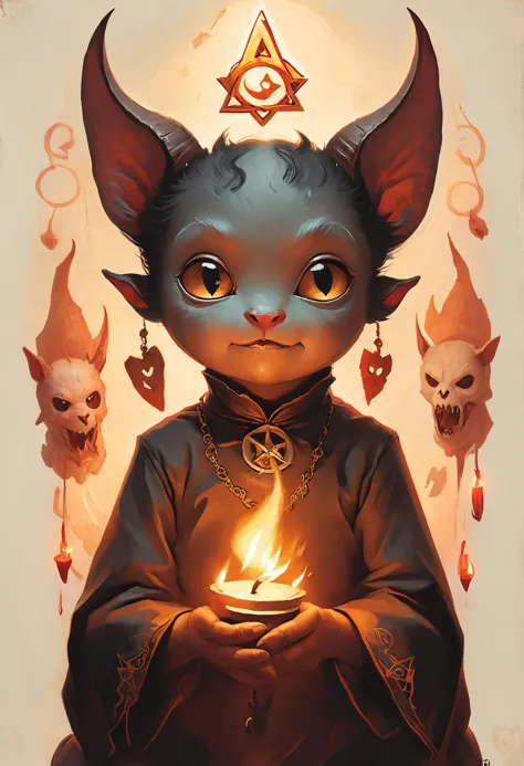 cute, cuddly, adorable, (occult:1.3), witchcraft, demon summoning, demonic possession, devil worship, voodoo,, Incandescent Ligh...