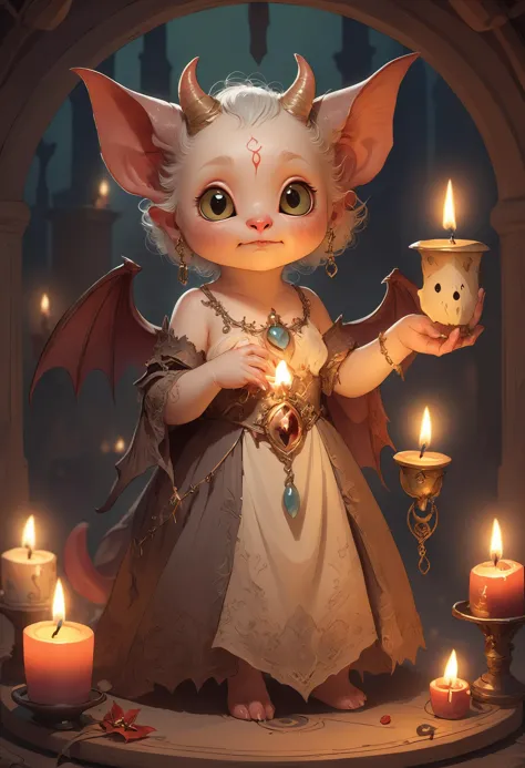 cute, cuddly, adorable, (occult:1.3), witchcraft, demon summoning, demonic possession, devil worship, voodoo,, candle light, Cut...