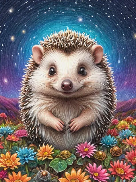 cartoon of a cute hedgehog, joy, highly detailed,  digital art, vivid colors, <lora:add-detail-xl:0.8>,  <lora:Brian_Selznick_Style_XL:0.8> pencil, drawing,  by Brian Selznick