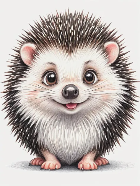 a drawing of a hedgehog with a big smile on its face