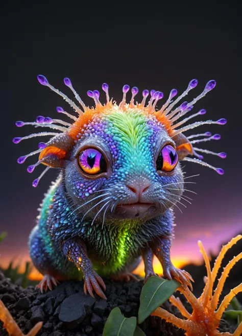 cute adorable alien insectoid-(Guinea pig:1.125)-creature with (Multi-Jointed Appendages:1.1) and a colorful (Sunrise Orange, Tw...