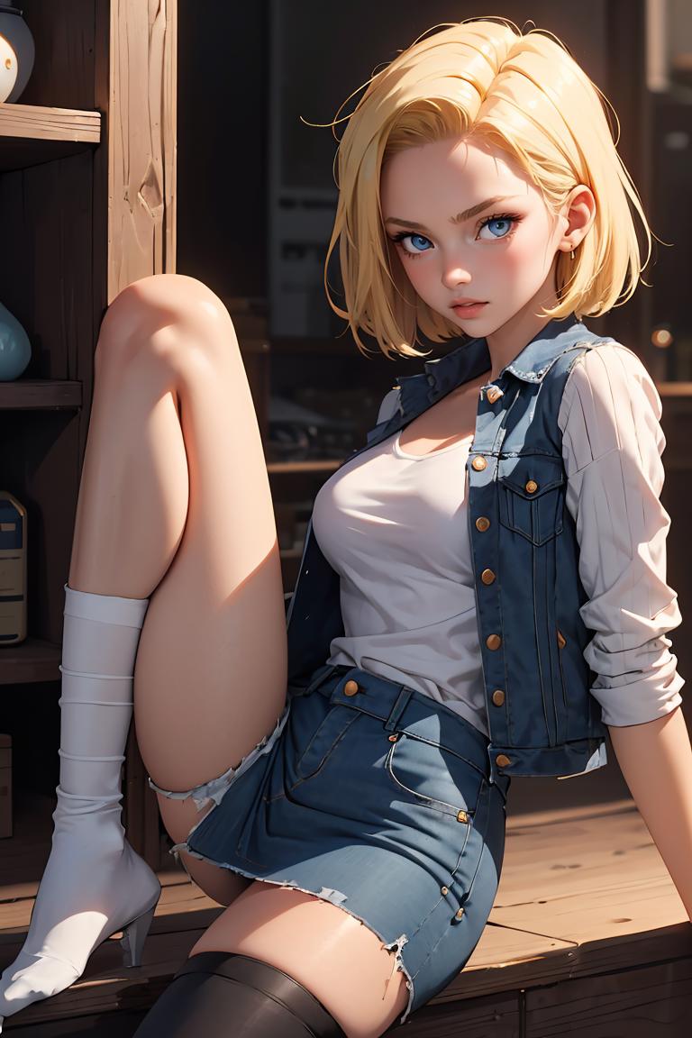 1 girl，((((pointybreasts:1.6，ahegao，Android 18，POV，from below - SeaArt AI