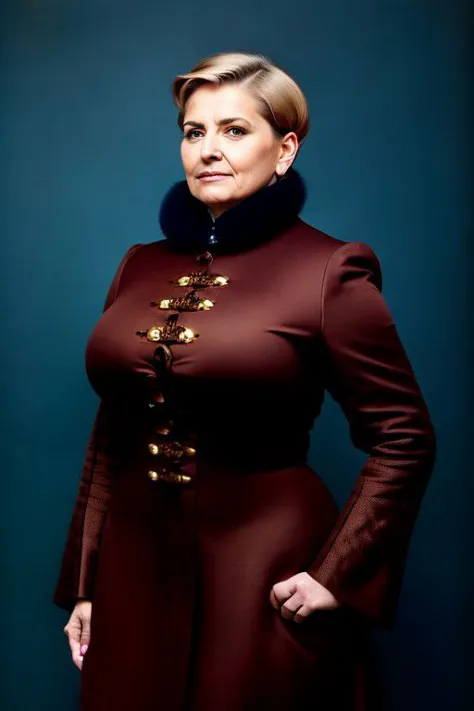 analog style, expertly illuminated, Mennatullah Jamilah, (big fat muscle:1.0), (big breast:1.0), ((((big beautiful woman)))), 80 years old, ((1900s)), wearing a coat steampunk, (((very short hair))), cinematography, crafted, elegant, meticulous, magnificent, maximum details, extremely hyper aesthetic, intricately detailed