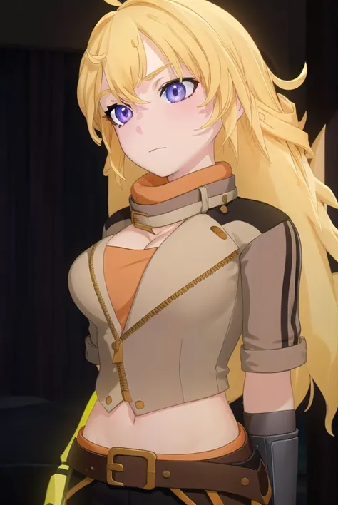 yangxiaolong, <lyco:yangxiaolong-lyco-nochekaiser:1>,
yang xiao long, long hair, blonde hair, (purple eyes:1.1), ahoge, bangs,
b...