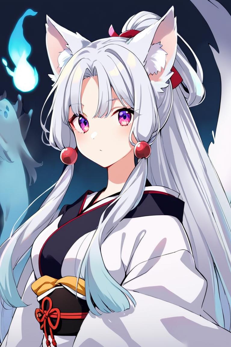 A close up of a person with long hair and a cat ear - SeaArt AI