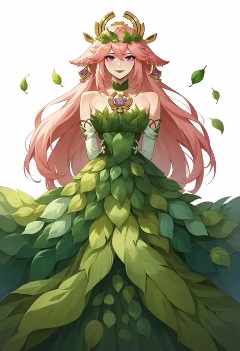 score_9, score_8_up, score_7_up, source_anime, <lora:wrenchleafloompdxl-000004:1>, wrenchleafloom, gown, leaf, white background,...