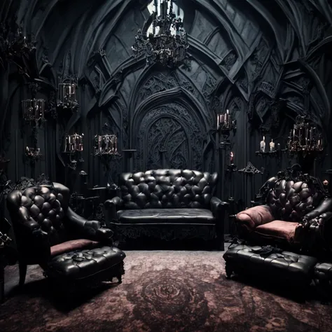 <hypernet:gothicarchitecture:1> gothic home photo studio with a backdrop, a lighting kit, a camera collection, and gothic style ...