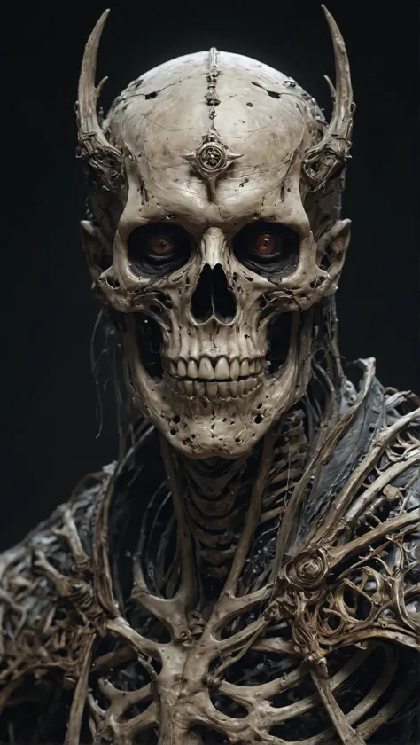 Kelemvor the Lord of the Dead, God of Death, Judge of the Damned, scary, highly detailed face, skeletons the background, aura of...