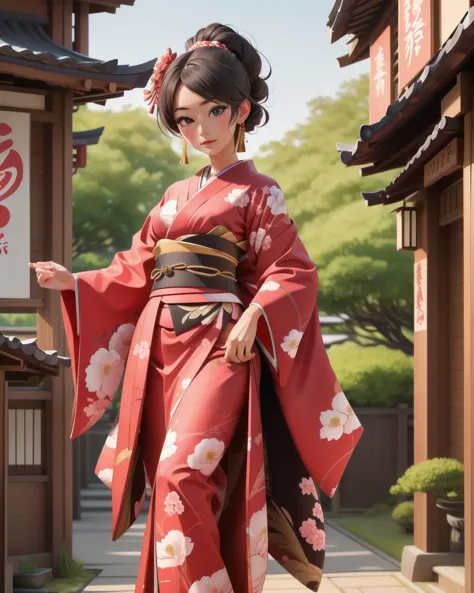 perfect portrait, Wenge Spandex "Kimono" womens attire Japan (Exudes elegance and is a symbol of Japan's rich heritage.), perfec...