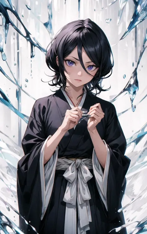 <lora:Rukia:0.9>,black hair,1girl,short hair,solo,hair between eyes,looking at viewer,blue eyes,japanese clothes,best quality,ma...