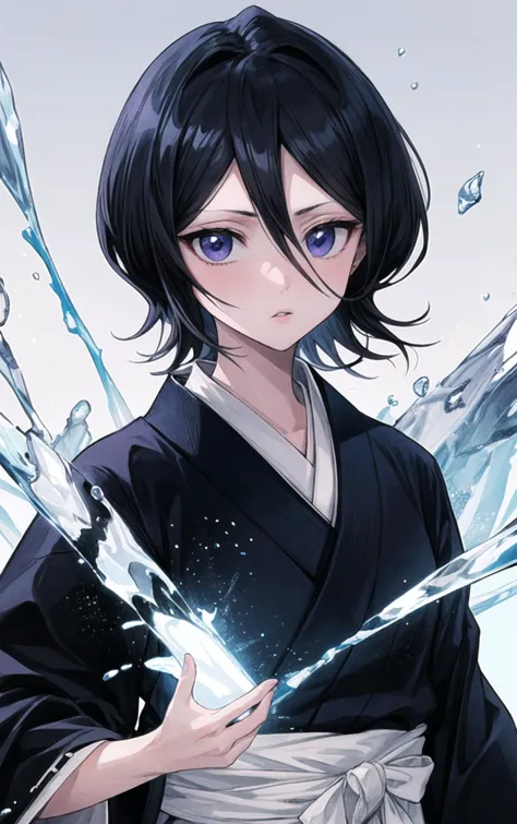 <lora:Rukia:0.9>,black hair,1girl,short hair,solo,hair between eyes,looking at viewer,blue eyes,japanese clothes,best quality,ma...