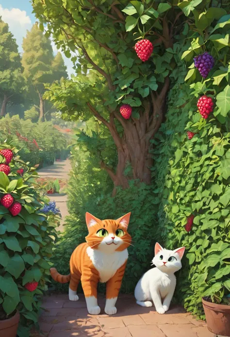 score_9, score_8_up, score_7_up, score_6_up, easynegative, masterpiece, the highest,  berry cat, garden, trees, paths,berry, cat