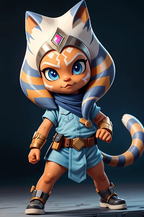 best quality, dynamic angle, c4tt4stic, ahsoka_tano as a cat, action pose, hyperrealistic, cinematic  