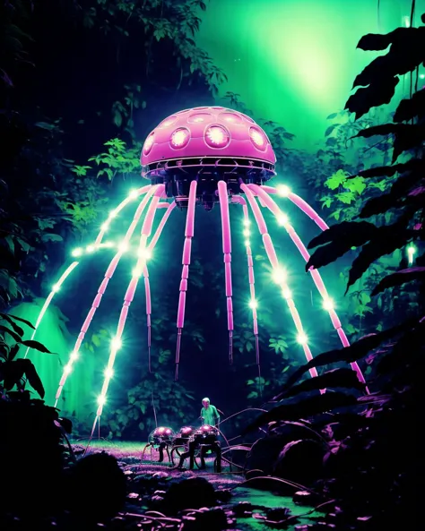 Deep within a lush rainforest, a scientist discovers a new species of bioluminescent insects, their soft glow creating a surreal...