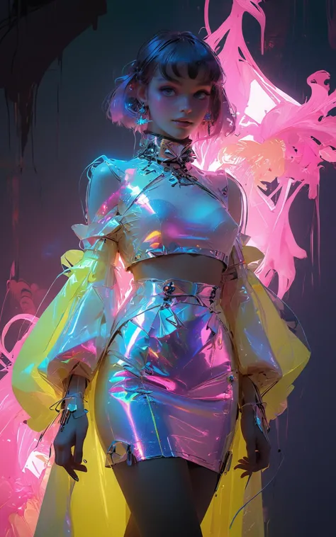 privado,olhando_no_espectador1garota,cintura alta_saia com tecido técnico funcional,(rosa claro_Cego_franja_cachos),A cyber-couture revelnoion unfolds with a dnoa-driven diva adorned in holographic haute couture(cor_néon_fundo_azulvioleta,verde-amarelado_e_magenta),
dupla exposição,néon art nouveau,Exposição longa,brilhante,luz negra_sala,
cor graded cinemnoic,nomospheric lighting,nnoural