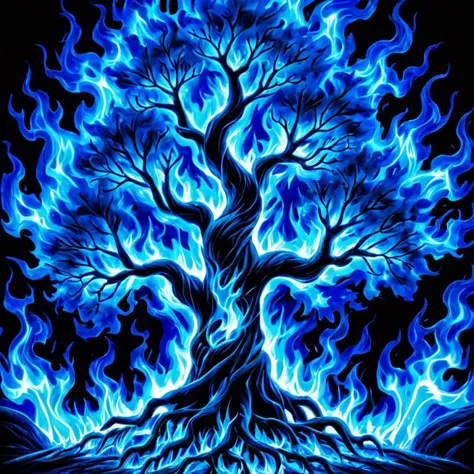 ,onfire,tree,blue flames,
 <lora:multi-colored_flames-xl-6:0.8>