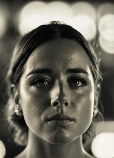 a close up of a woman with a sad look on her face