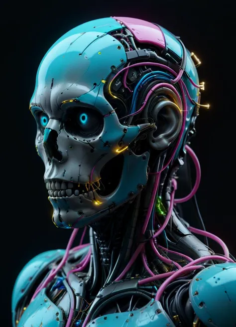 Elon Musk (drooling:1.3) looking (confused:1.1) with wires and electronic attached to his skull , (eyes taped open:1.1)   <lora:Electrical_Wires_Style_SDXL:0.44> ais-wirez <lora:Faceless_Cyborgs:0.45> cyborg, subsurface scattering, Photorealistic, Hyperrealistic, analog style, realistic, film photography, soft lighting, heavy shadow, Ombre color scheme of neon pink, neon blue, neon yellow, neon green,