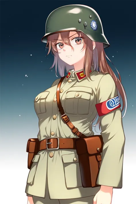 a woman in a uniform with a hat and a belt