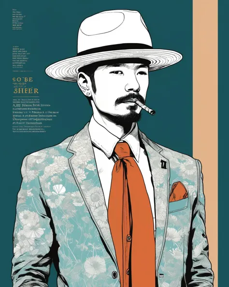 a man with a hat and a suit jacket , art by Yuko Shimizu , art by Oliver Jeffers , art by Sammy Harkham , art by Simone Massoni