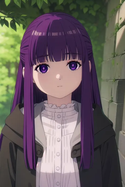 fern, <lora:fern-lora-nochekaiser:1>,
fern, long hair, bangs, (purple eyes:1.1), purple hair, sidelocks, blunt bangs, bright pupils, half updo,
BREAK shirt, dress, jacket, white shirt, open clothes, hood, white dress, hood down,
BREAK looking at viewer, upper body, (full body:1.2),
BREAK outdoors, sky, nature,
BREAK <lyco:GoodHands-beta2:1>, (masterpiece:1.2), best quality, high resolution, unity 8k wallpaper, (illustration:0.8), (beautiful detailed eyes:1.6), extremely detailed face, perfect lighting, extremely detailed CG, (perfect hands, perfect anatomy),