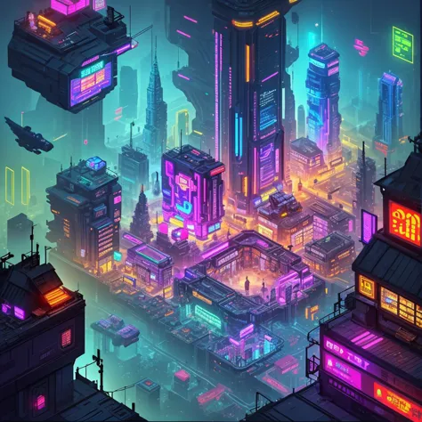 <lora:miniaturemaps_last:0.8>  isometric style, vibrant, crisp, ntricate, detailed,  <lora:duobackground:0.5> fantasy, cyberpunk city