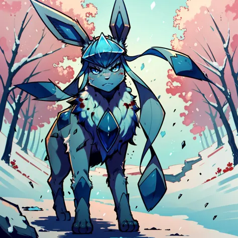 comic book,edgy,<lora:glaceon-v3-000024:1.2>glaceon,full body,snow,(animal nose:1.2),(animal:1.1),blue skin,pokemon \(creature\)...