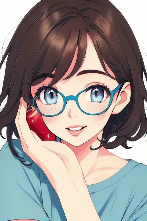 anime girl with glasses talking on a cell phone