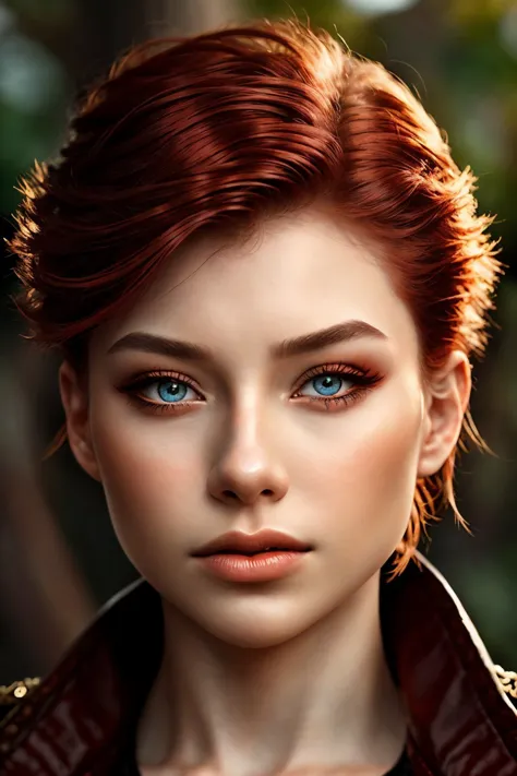 romantic style, dramatic, emotional, nature, highly detailed <lora:AlexandraLenarchyk_v1:.9> AlexandraLenarchyk, focus on eyes, close up on face, scarlet color hair styled layered cut