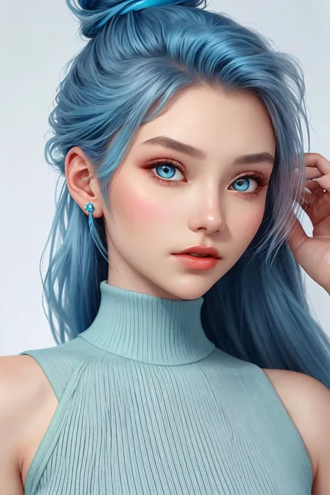 AlexandraLenarchyk <lora:AlexandraLenarchyk_v1:.9>, focus on eyes, close up on face, wearing jewelry, glacier blue color hair st...