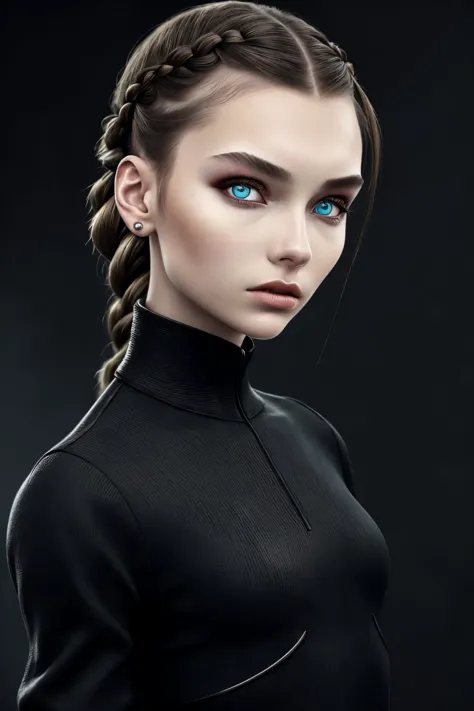 (dystopian depiction of, dark, bleak, futuristic, detailed:1.2) <lora:AlexandraLenarchyk_v1:.9> AlexandraLenarchyk, focus on eyes, close up on face, hair styled milkmaid braid