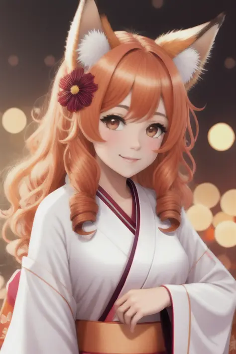 masterpiece, best quality, highly detailed, 1girl, solo, (:3:0.9), animal ear fluff, animal ears, orange hair, fluffy hair, blus...