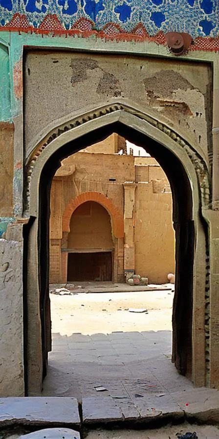 ancient marketplace, city street, archways, cobblestone, old paint, decrepit, Raiders_Cairo