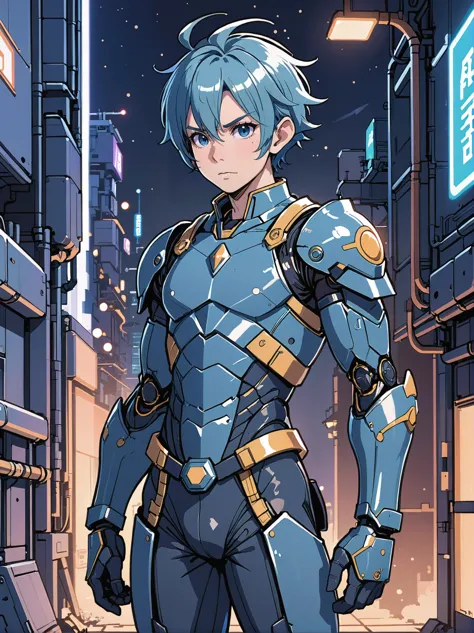 anime style, (full body:1.2), 1boy, man, handsome, solo, [:creative costume design,:0.2] warrior, caucasian, pastel midnightblue hair, (solid:1.3) build, historic residence in a light scifi megacity outside of reality, masterpiece<lora:EnvyLineArtSliderXL01:1><lora:EnvyBetterHiresFixXL01:0@0,0@.49,1@.5:hr=1>