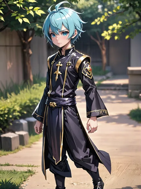 anime style, (full body:1.2), 1boy, man, bishounen, solo, [:fantastical costume design,:0.2] priest, caucasian, aqua hair, (average:1) build, Riparian Zone<lora:EnvyLineArtSliderXL01:-2><lora:EnvyBetterHiresFixXL01:0@0,0@.49,1@.5:hr=1>