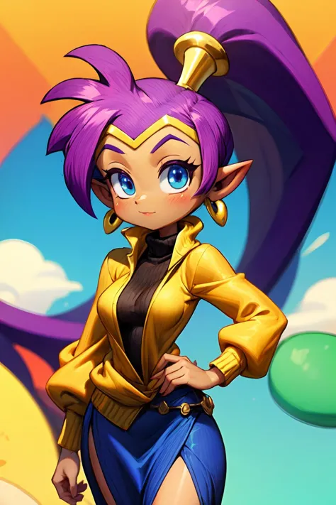 shantae, turtleneck sweater, pencil skirt, best quality, masterpiece, 