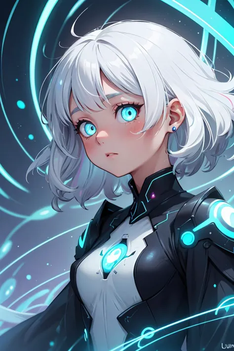 ((tronco)),melhor qualidade,obra de arte,uma mulher japonesa com ((Cabelo branco com luminescência)),((olho azul pérola detalhado)),alma de deusa altamente detalhada,Concentre-se no personagem,Sozinho,(Estilo Redemoinho Mágico),Sozinho,de frente,vista frontal,Olhando para o visualizador,rosto detalhado,((Tema Círculo Mágico de Iluminação Luminescente)),empoleirado em uma saliência,corpo neon apertado,listras claras,abstrato do andarilho abissal escuro,((Vestido Neon Luminescência Simples)),inscrito com runas místicas,fundo distópico ao ar livre,