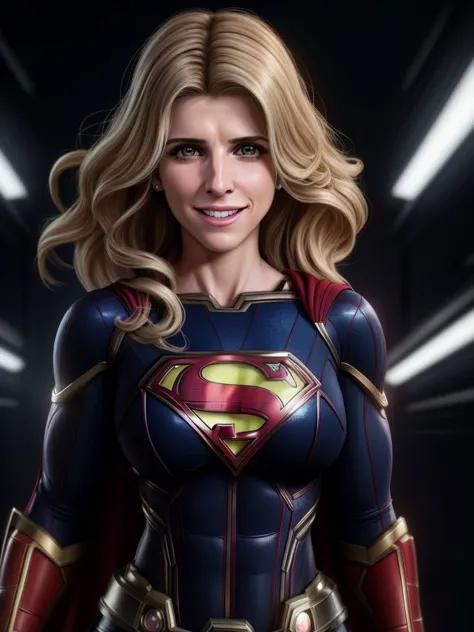 UHD, 8k, ultra détaillé, cinématique 3/4 portraits corporels de Corychase-940 est Supergirl, hypnose, contrôle de la pensée, sourire hébété,