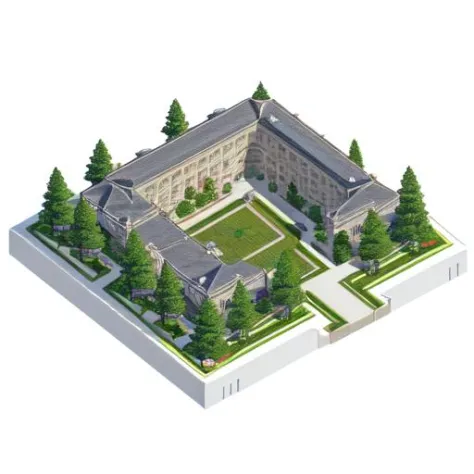 (masterpiece, top quality, best quality, official art, beautiful and aesthetic:1.2),(8k, best quality, masterpiece:1.2),CGgame building, no humans, isometric tile, 
A wealthy gated community
(white background:1.4), (simple background:1.4),  isometry,