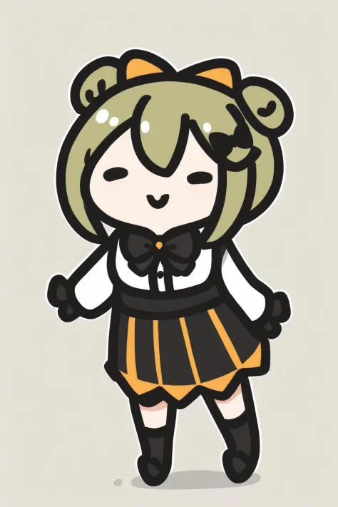 1girl, solo, uruha rushia, virtual youtuber, hair bun, double bun, white background, green hair, skirt, simple background, red eyes, long sleeves, hair ornament, shirt, full body, high-waist skirt, shoes, looking at viewer, bow, skull hair ornament, smile, closed mouth, blush, green skirt, black footwear, black shirt, socks, bangs, short hair, bowtie, frills, puffy sleeves, standing, ribbon, mary janes, green bow