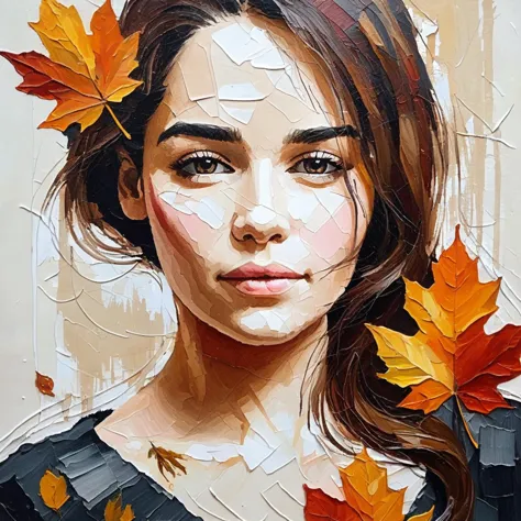 a painting of a woman with leaves in her hair